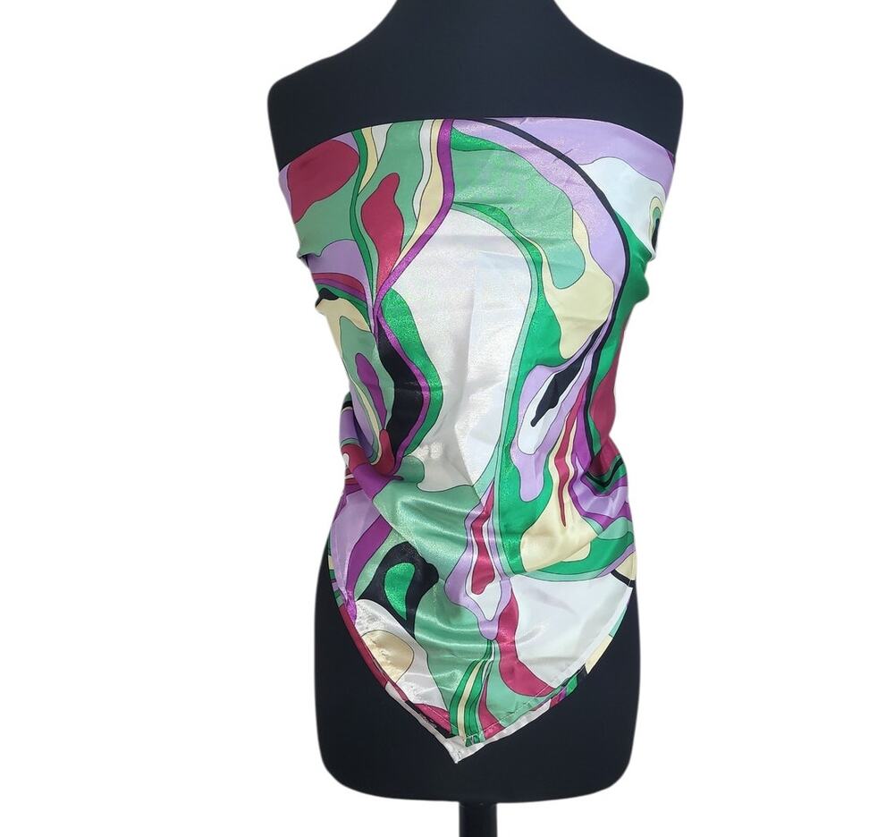Dennis Basso Vintage Mod Abstract Satin Scarf 35